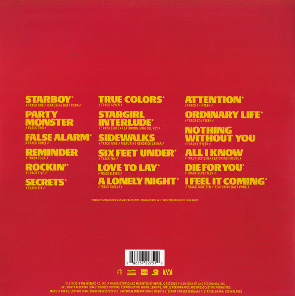 The Weeknd – STARBOY (Translucent red vinyl)